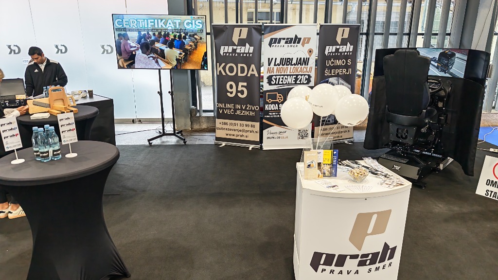 Prah exhibition space with SIM83 simulator and Code 95 driver training